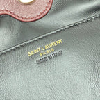 Pink leather label text: SAINT LAURENT PARIS, MADE IN ITALY
