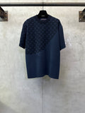 Louis Vuitton short-sleeve crewneck knit shirt in dark blue with monogram pattern