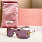 Miu Miu glasses with gold-tone frame and dark purple tinted lenses