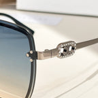 Celine glasses metal hinge detail with logo stud accent, dark frame edge