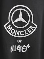 Moncler black short-sleeve T-shirt logo embroidery with "MONCLER BY NIGO"