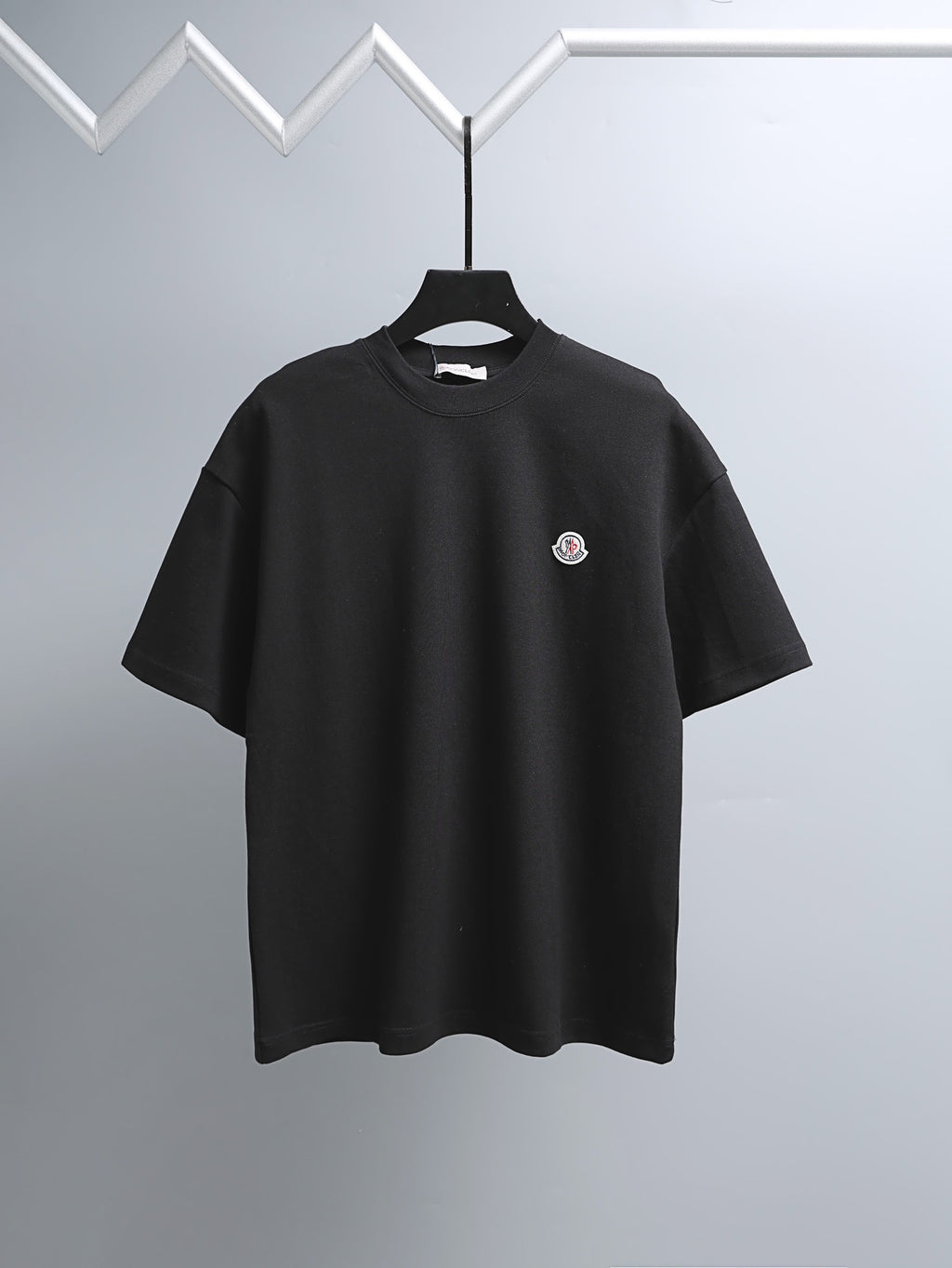 Moncler short-sleeve T-shirt in black with small chest logo patch