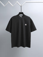 Moncler short-sleeve T-shirt in black with small chest logo patch