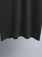Moncler black short-sleeve T-shirt hem with slight curved drape