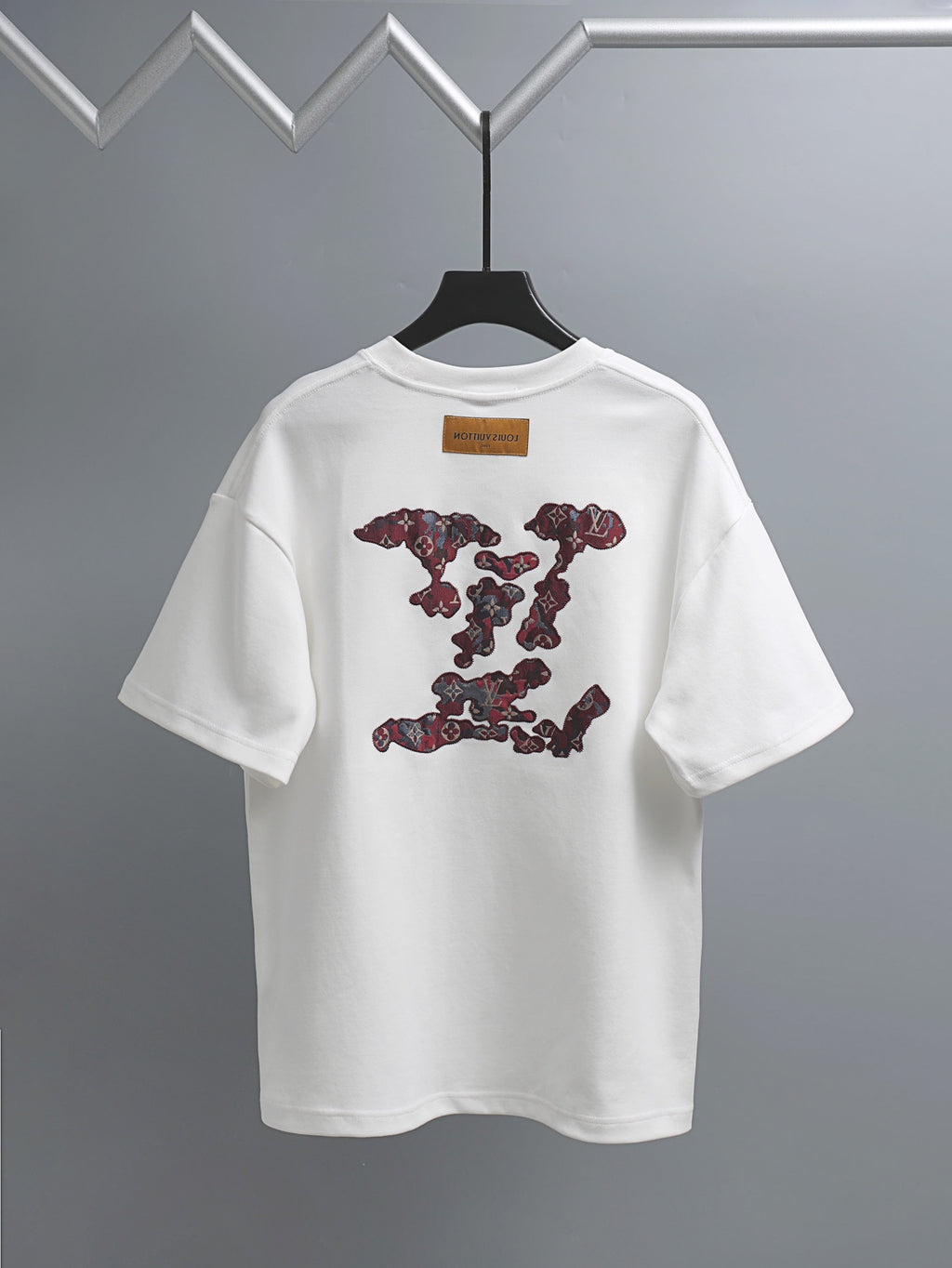 White short-sleeve T-shirt with multicolor graphic front