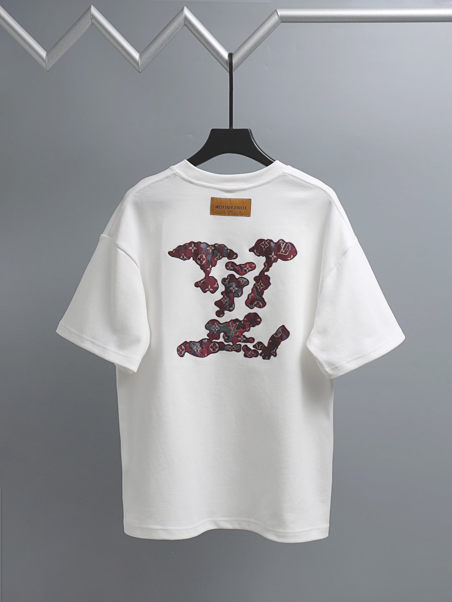 White short-sleeve T-shirt with multicolor graphic front