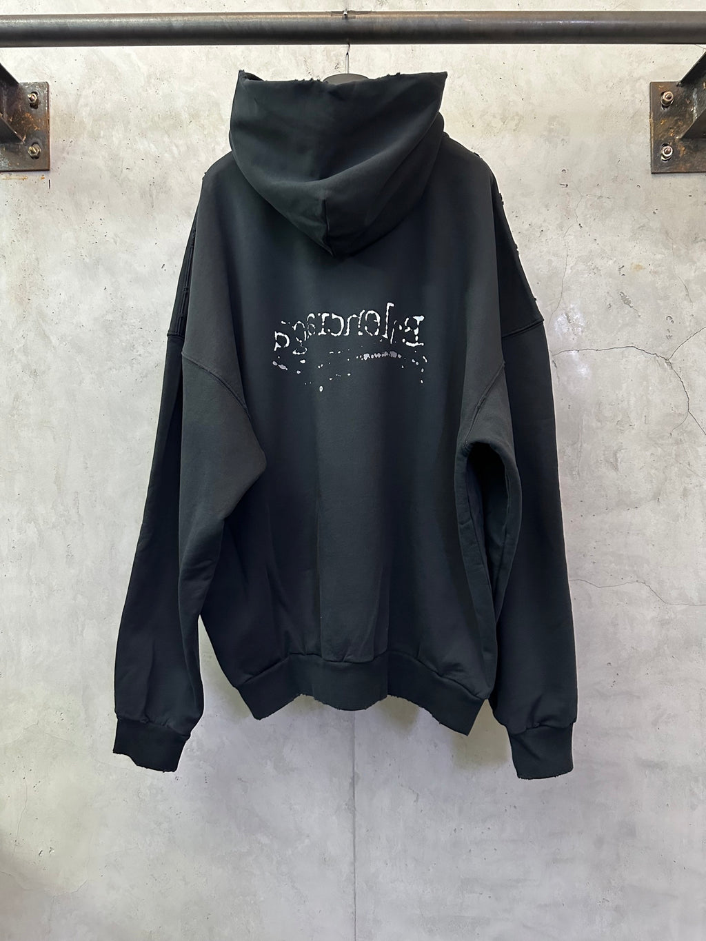 Black Balenciaga hoodie with hood and back Balenciaga graphic
