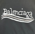Balenciaga logo print on black hoodie fabric