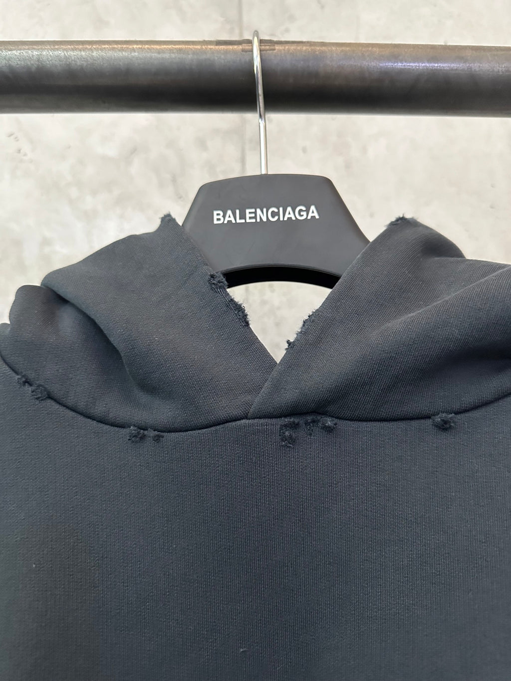 Balenciaga hoodie neckline with hood and inner neck tag