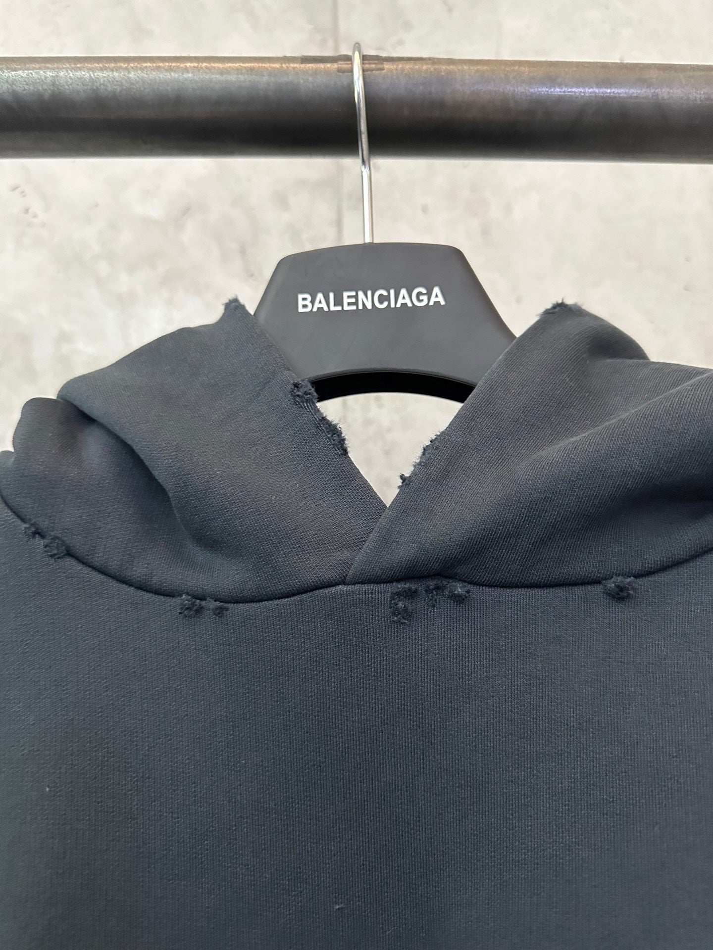 Balenciaga hoodie neckline with hood and inner neck tag