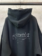 Black Balenciaga hoodie back hood with faded logo graphic