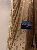 Louis Vuitton monogram lined fur jacket with blue brand patch