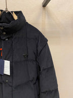 Black Prada puffer jacket with hood and triangle logo plaque