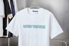 Louis Vuitton logo T-shirt in white with turquoise front logo graphic