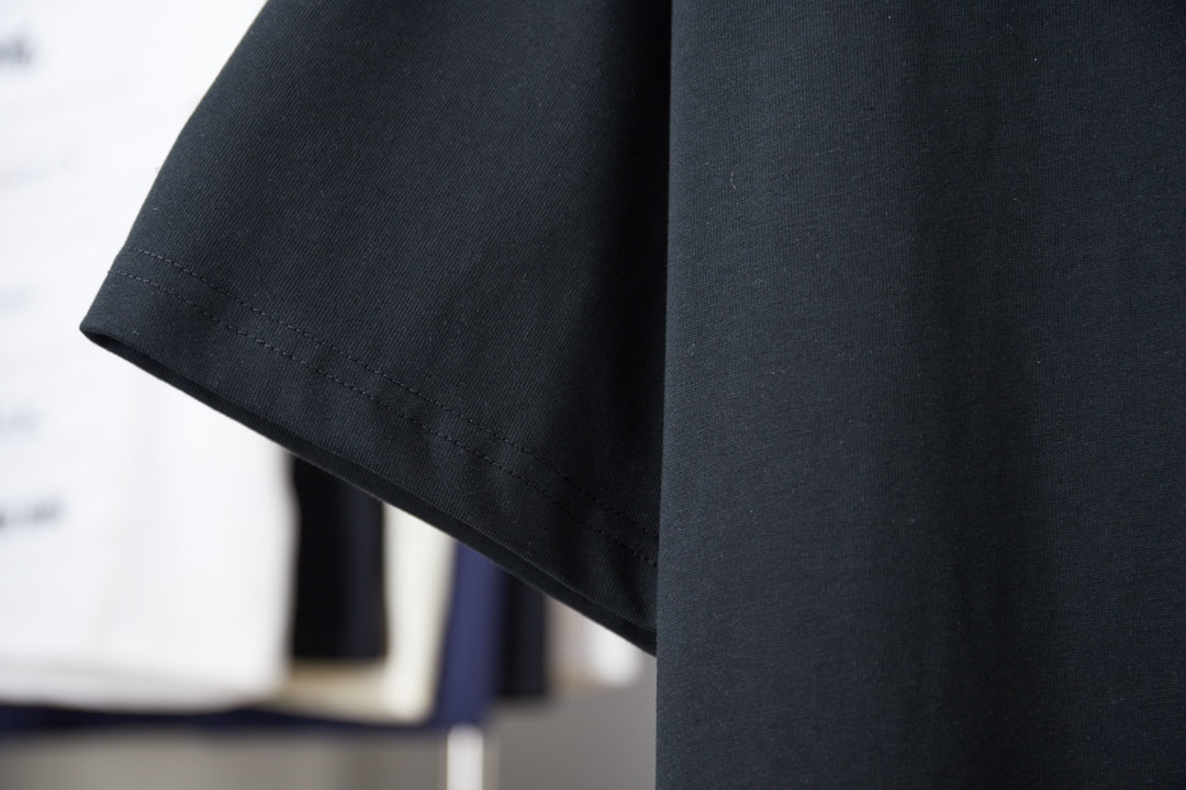 Louis Vuitton dark navy T-shirt sleeve and hem detail