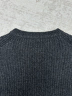 Gucci dark charcoal knit sweater back with ribbed collar