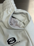 Balenciaga white pants with elastic waist and inner pocket lining view