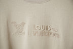 Beige Louis Vuitton logo detail T-shirt with rhinestone-style lettering