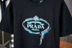 Black Prada T-shirt with embroidered PRADA Milano logo on chest