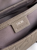 Dior taupe interior pocket with Dior logo patch on crossbody bag