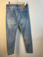 Louis Vuitton light blue denim pants, straight leg, front pockets and belt loops