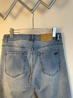 Louis Vuitton light blue denim pants back, two patch pockets and logo tags