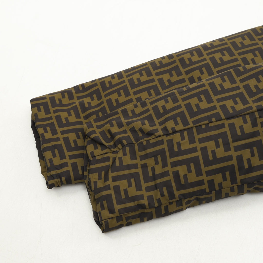Long jacket with all-over FF pattern, folded hem detail