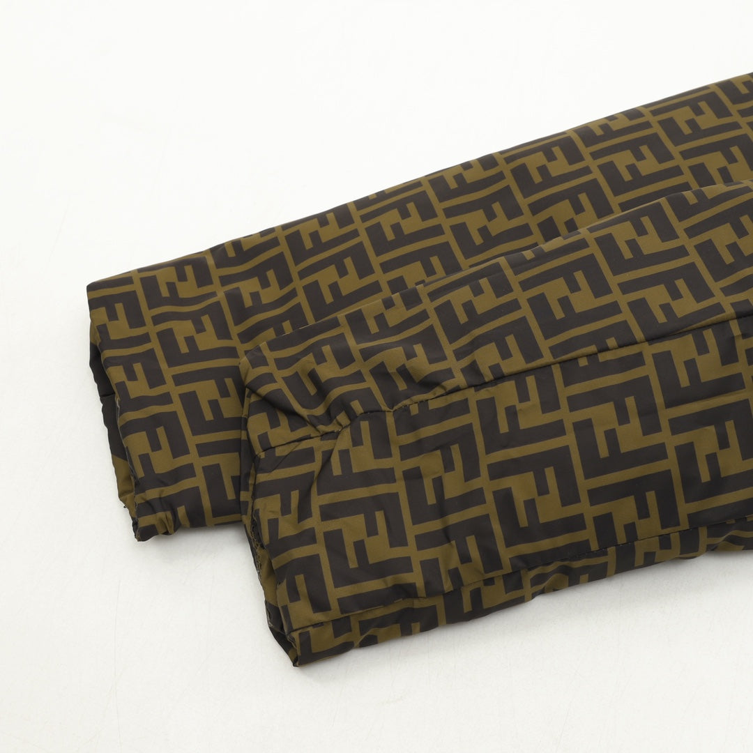 Long jacket with all-over FF pattern, folded hem detail