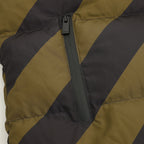 Fendi padded jacket close-up with front zipper and quilted diagonal panels