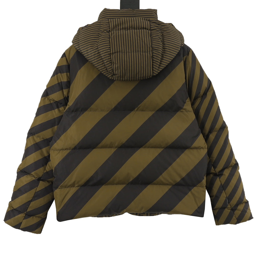 Fendi padded hooded jacket, striped diagonal back with elastic hood opening
