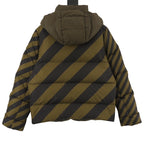 Fendi padded hooded jacket, striped diagonal back with elastic hood opening