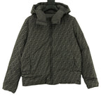 Fendi patterned puffer jacket with hood, front zipper and elastic cuffs