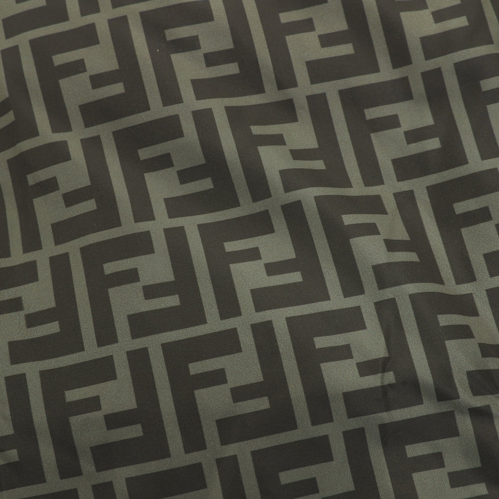Fendi FF-pattern fabric panel in dark gray and olive tones