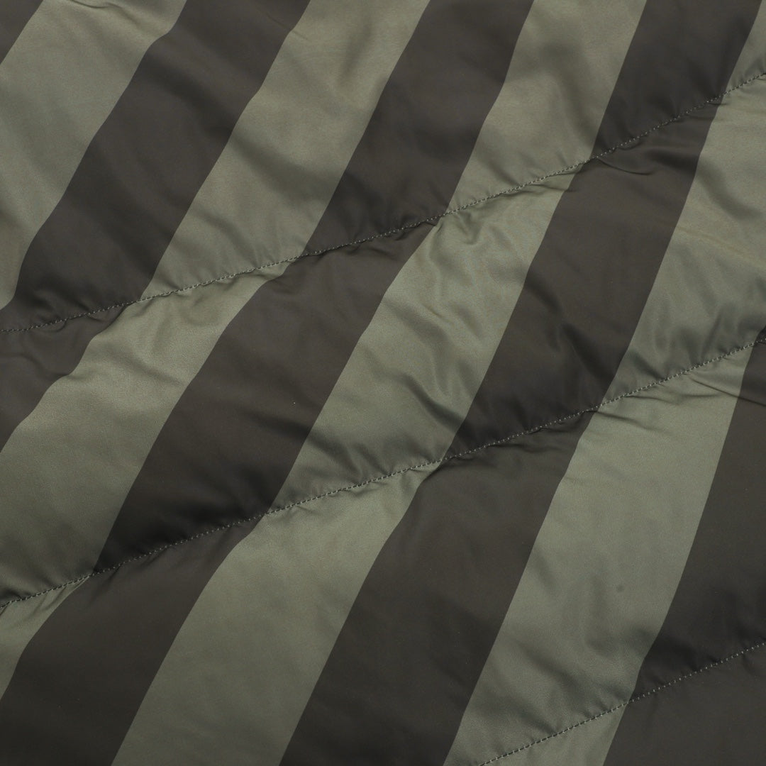 Fendi puffer jacket close-up of diagonal stripe quilting and topstitching