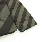 Fendi long puffer jacket sleeve detail with diagonal stripe quilting and stitched seams