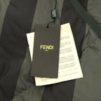 Fendi puffer jacket with hanging tags attached to the inner hood and front panel