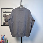 Gray Burberry knit sweater back view with ribbed crew neck and long sleeves