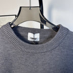 Gray Burberry knit collar with ribbed crew neckline and brand tag