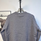 Gray Burberry knit sweater plain back with ribbed crew neck and long sleeves