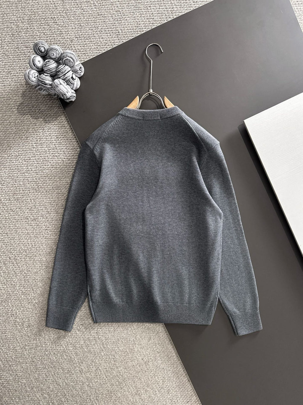 Burberry crewneck knit sweater, dark gray plain back