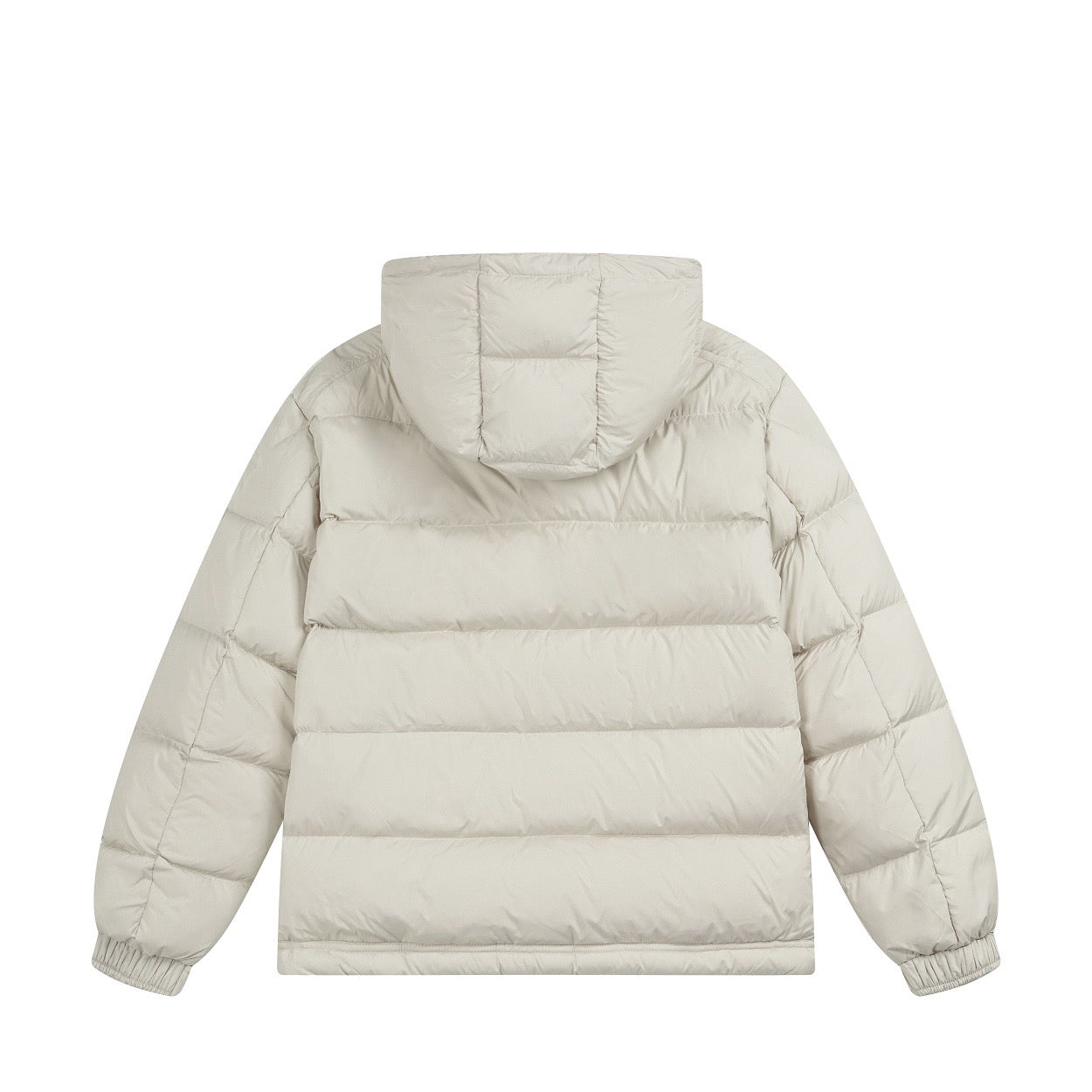 Moncler long puffer jacket, white quilted back with hood