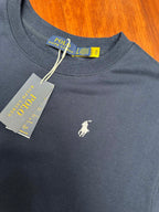 Polo Ralph Lauren sweatshirt front with neck tag and small horse logo
