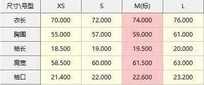 Size chart with measurements for Fendi short-sleeve T-shirt: XS to L