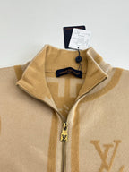 Louis Vuitton beige zip jacket with stand collar, LV emblem on zipper pull