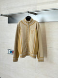 Louis Vuitton beige zip-up jacket with gold monogram, stand collar, full zipper