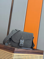 Dior monogram crossbody bag with front flap and shoulder strap, gray