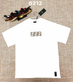 White short-sleeve T-shirt with Fendi FF logo at center chest, hem brand patch