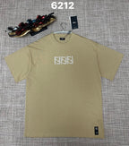 Beige short-sleeve T-shirt with Fendi FF logo on chest, small hem logo patch