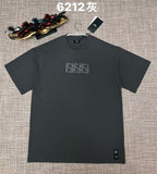 Charcoal short-sleeve T-shirt with Fendi FF logo on chest, small hem patch