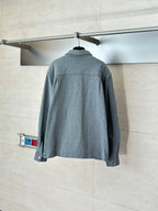 Givenchy gray button-up jacket with back yoke and buttoned cuffs